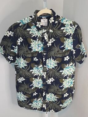 Ricky Singh Denim & Flower Short Sleeve Floral Shirt - Black/Teal